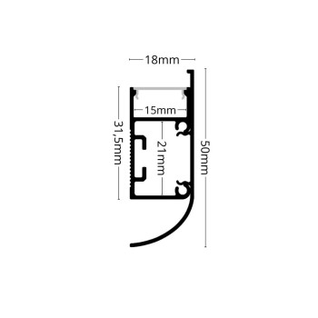 LED ALU Profil ARC Wandmontage inkl. Abdeckung matt 2000mm